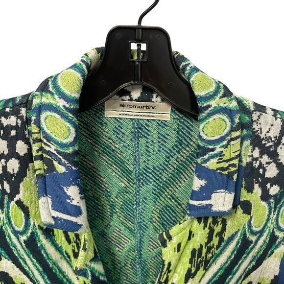 Anthropologie Aldomartins Green Blue Abstract Print Knit Blazer Womens 6 AS IS - Picture 4 of 6